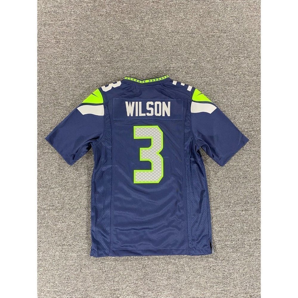 Nike Seattle Seahawks Jersey Mens Small Blue Russel Wilson Elite Football Shirt